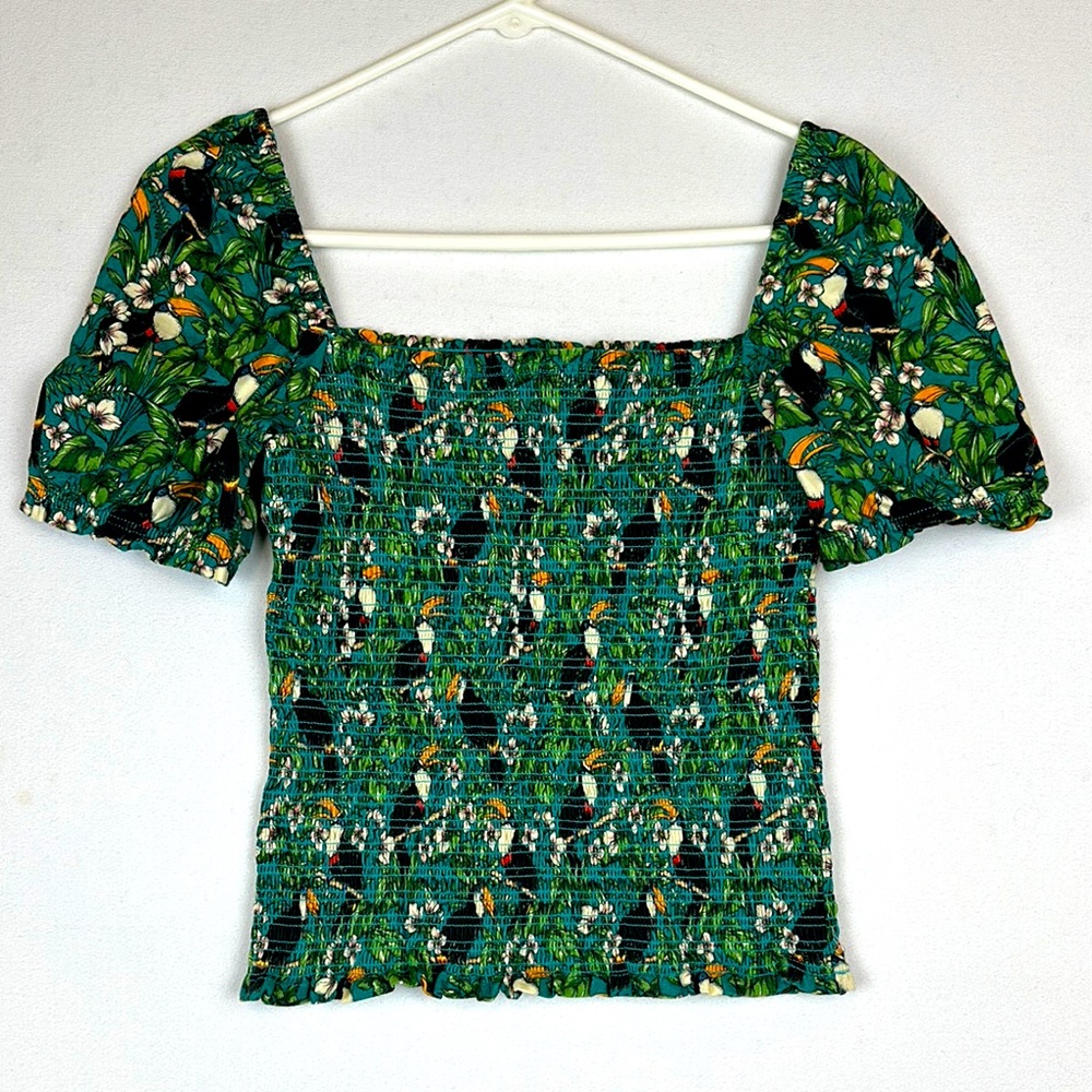Dolan Anthropologie Smocked Toucan Top - Picture 1 of 8